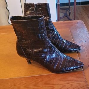 Faux croc heel boots